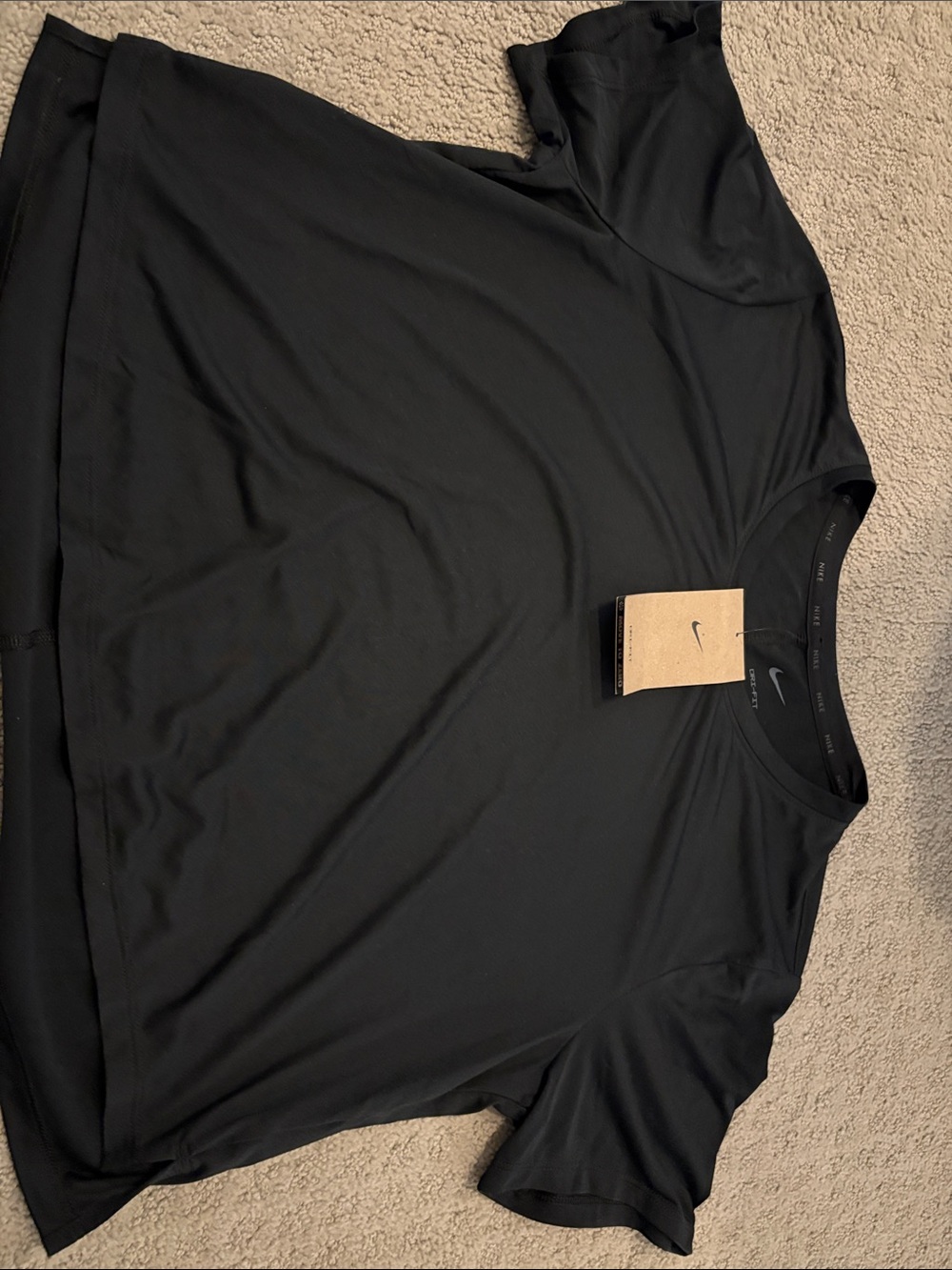 Nike women’s Black Crew Neck Short Sleeve crop dry fit tee